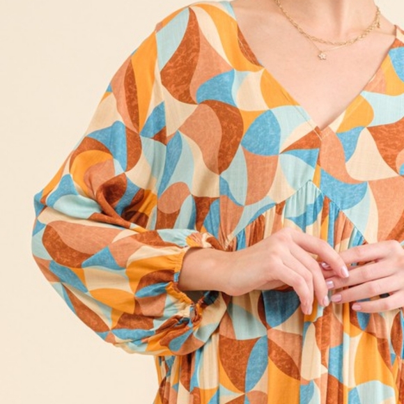 Colorful Geometric Print Open Back Dress - Picture 3 of 9